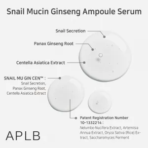 Ser revitalizant ten matur si tern APLB Snail Mucin Ginseng Ampoule Serum