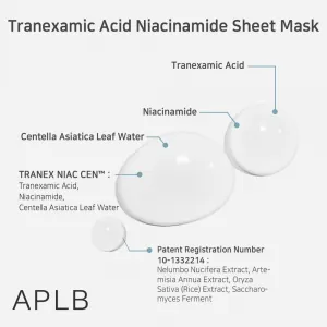 Masca luminozitate APLB Tranexamic Acid Niacinamide Sheet Mask