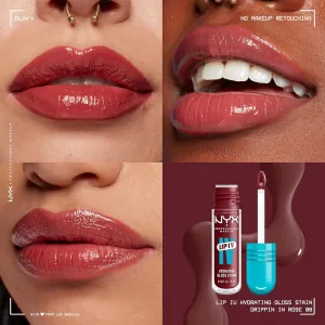 Luciu Tint de Buze NYX Professional Makeup I.V. Lip Gloss Stain Drippin`In Rose