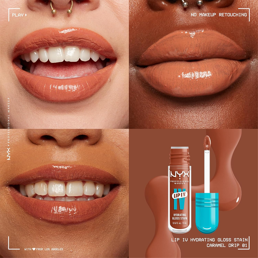 Luciu Tint de Buze NYX Professional Makeup I.V. Lip Gloss Stain Caramel Drip