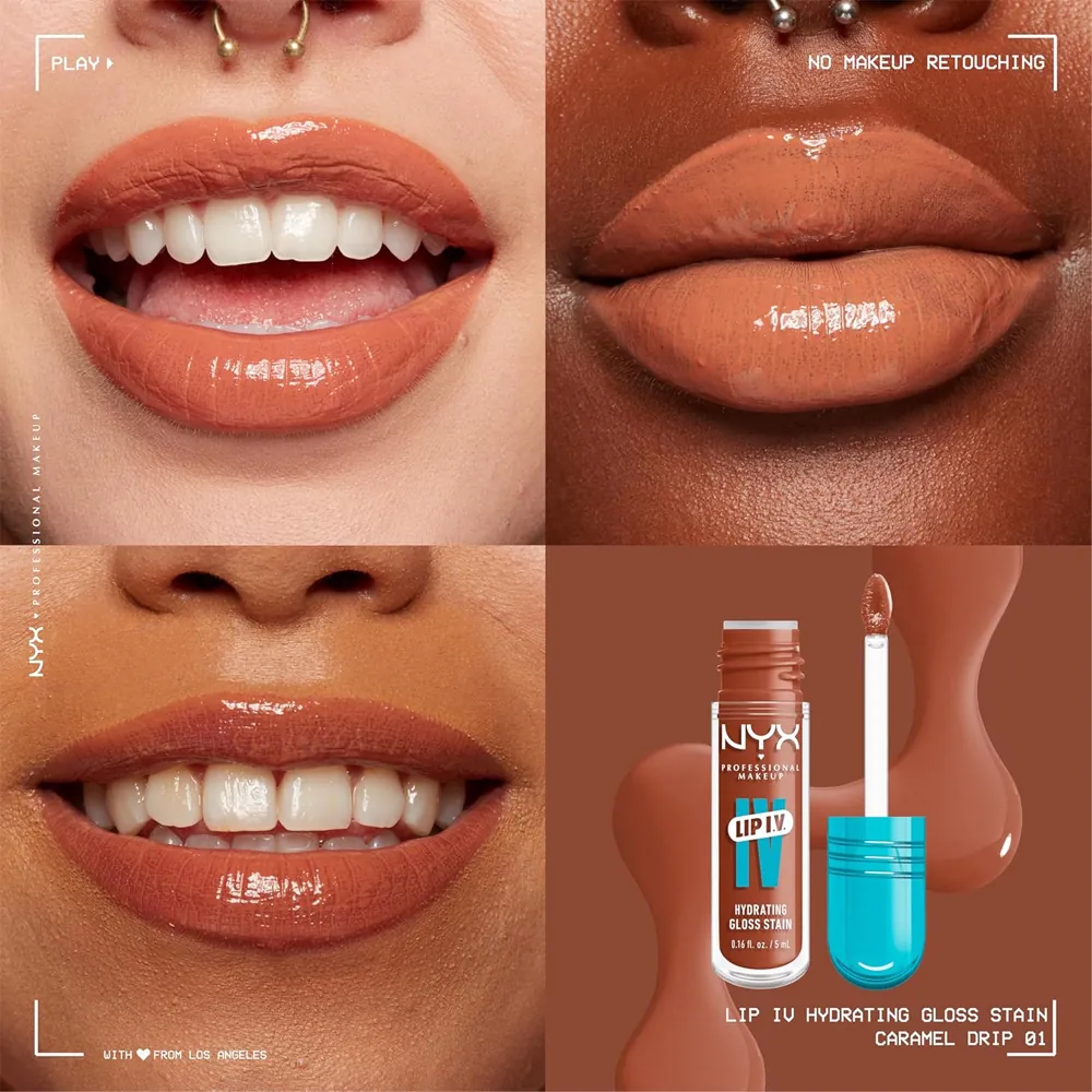 Luciu Tint de Buze NYX Professional Makeup I.V. Lip Gloss Stain Caramel Drip