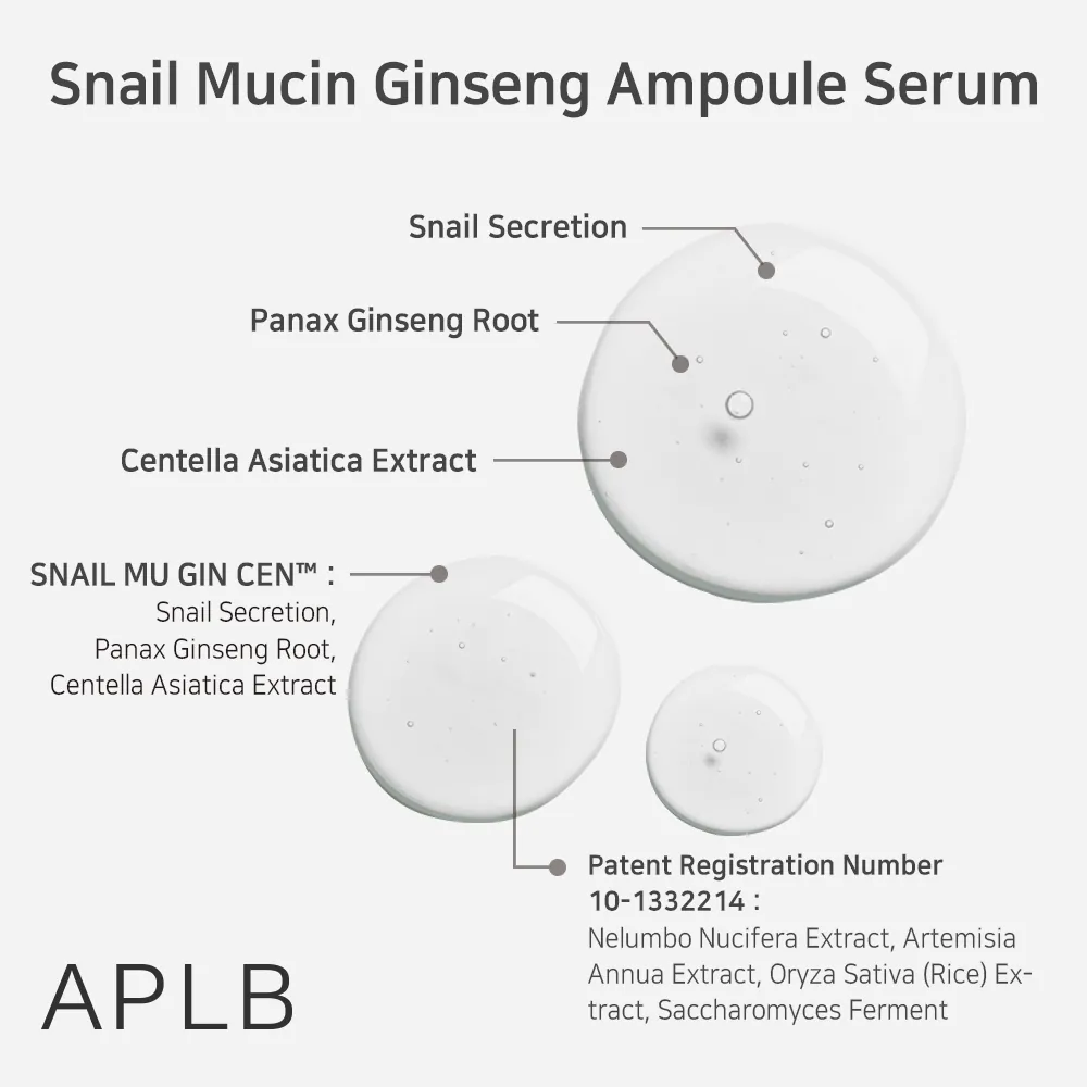 Ser revitalizant ten matur si tern APLB Snail Mucin Ginseng Ampoule Serum
