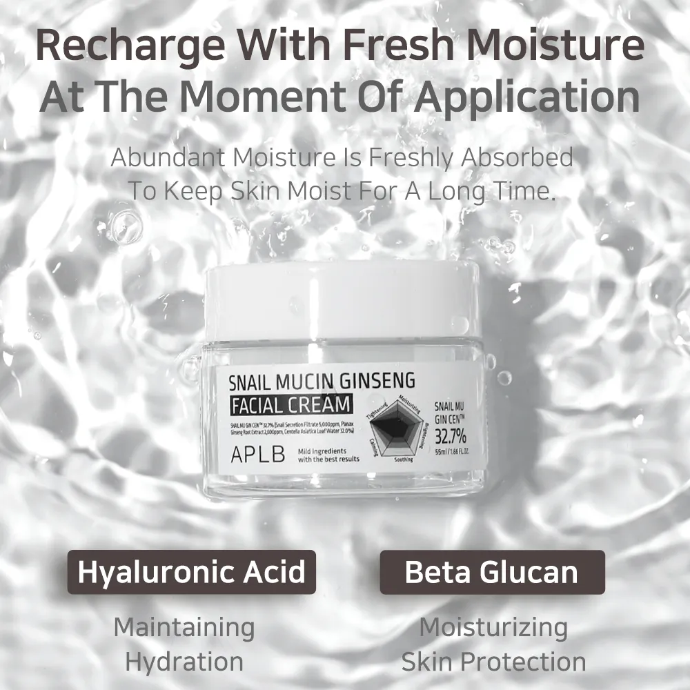 Crema revitalizanta pentru piele terna si riduri APLB Snail Mucin Ginseng Facial Cream