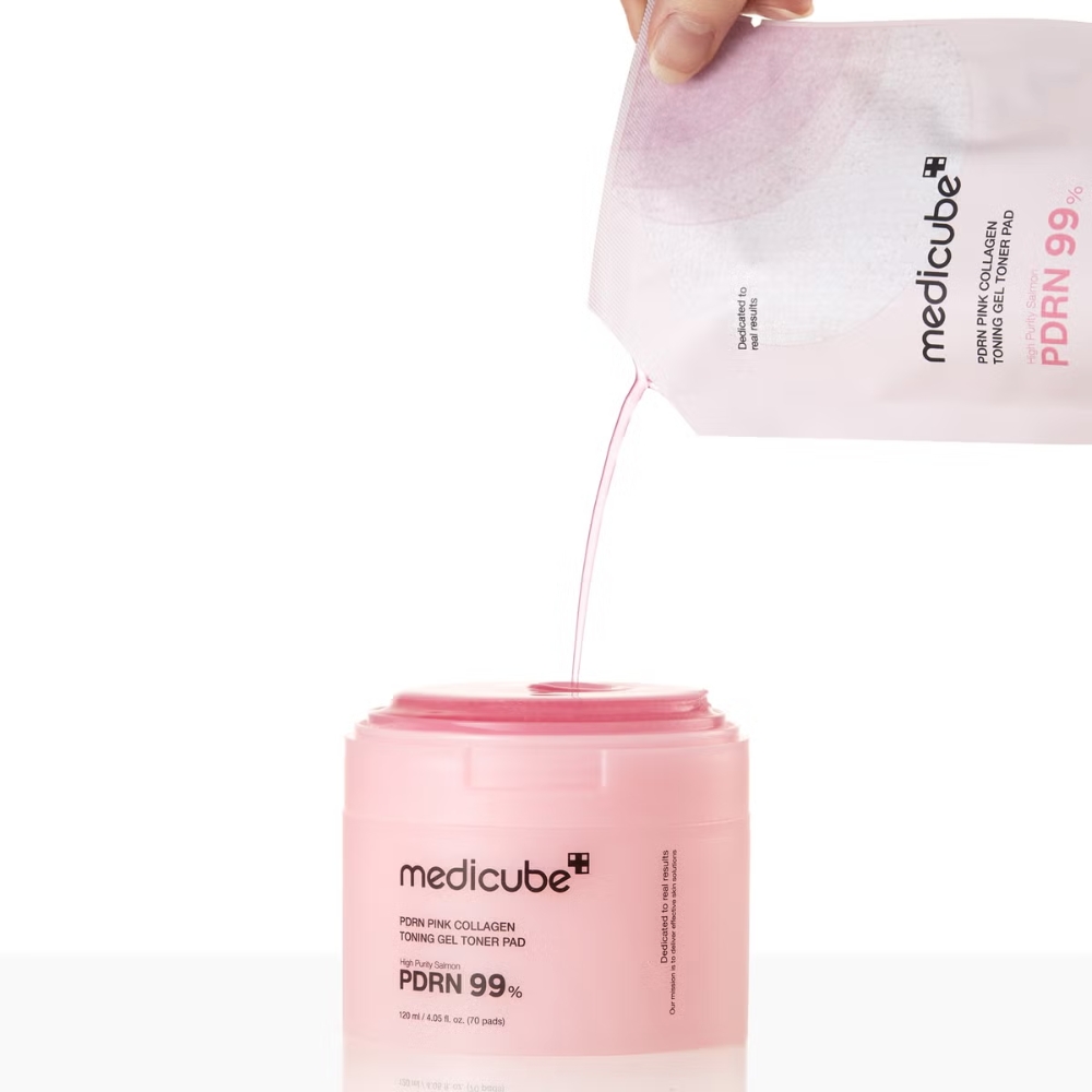 Dischete tonifiante cu PDRN Medicube Pink Collagen Toning Gel Ton — imaginea 4