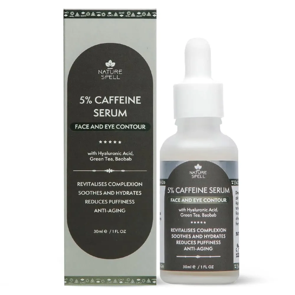 Ser Anti-Age pentru Fata & Conturul Ochilor Nature Spell 5% Caffeine Serum