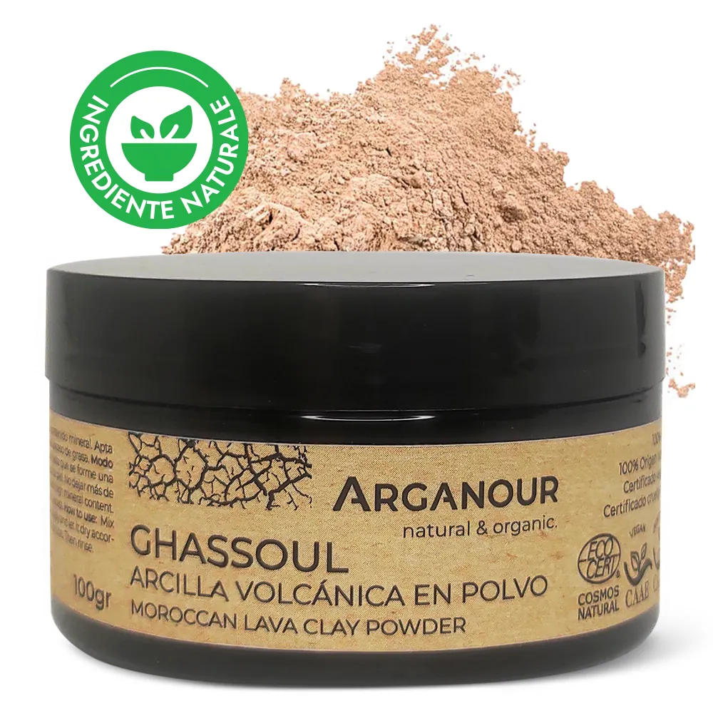 Masca BIO cu argila vulcanica 100% naturala Arganour Ghassoul Clay Face Mask Powder