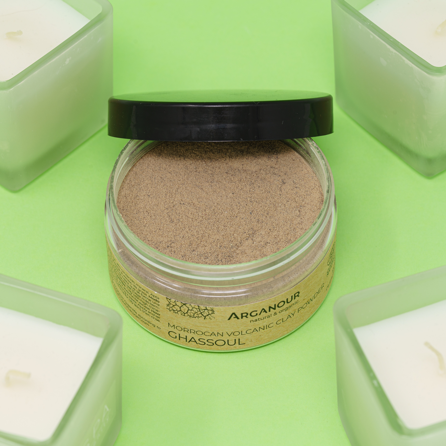 Masca BIO cu argila vulcanica 100% naturala Arganour Ghassoul Clay Face Mask Powder