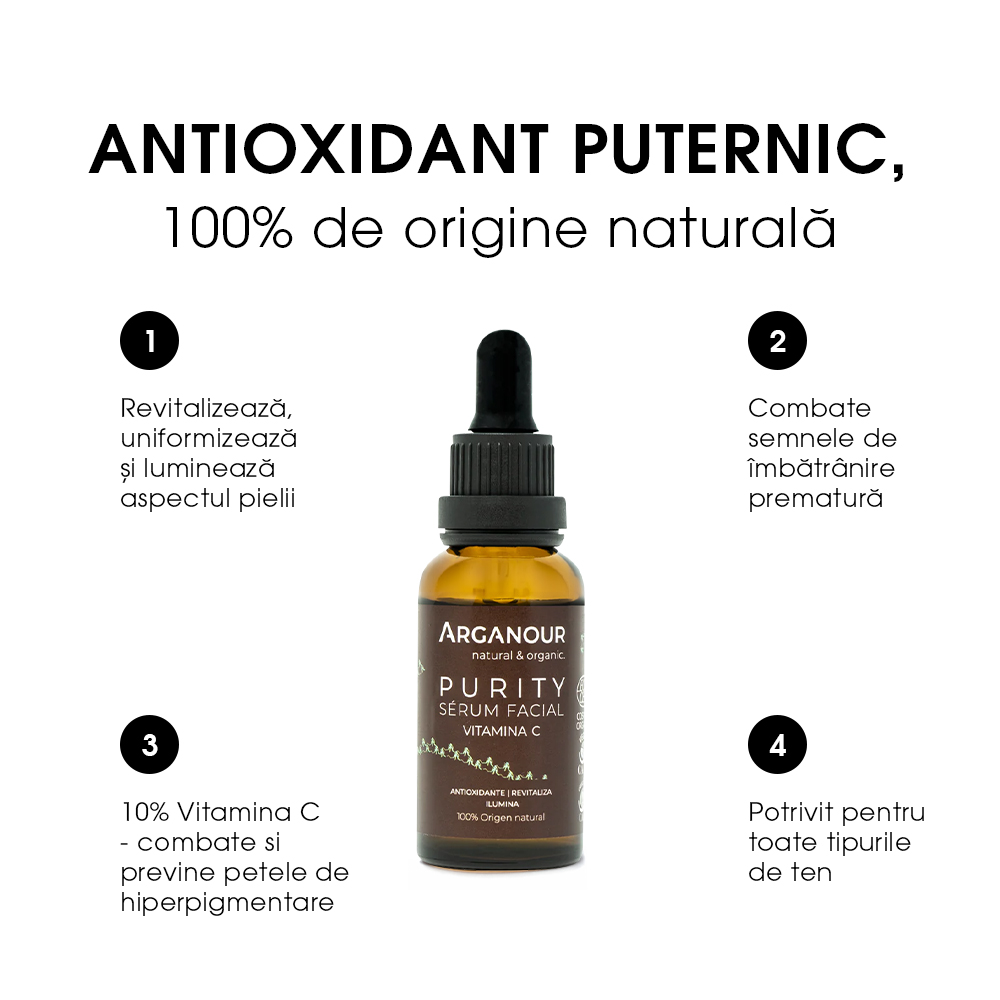 Ser BIO cu Vitamina C 10% Arganour Purity Face Serum