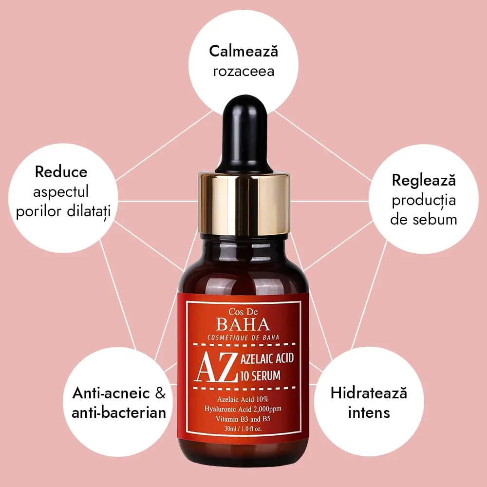Ser cu Acid Azelaic si Niacinamide - Cos DE BAHA Azelaic Acid 10% Facial Serum with Niacinamide