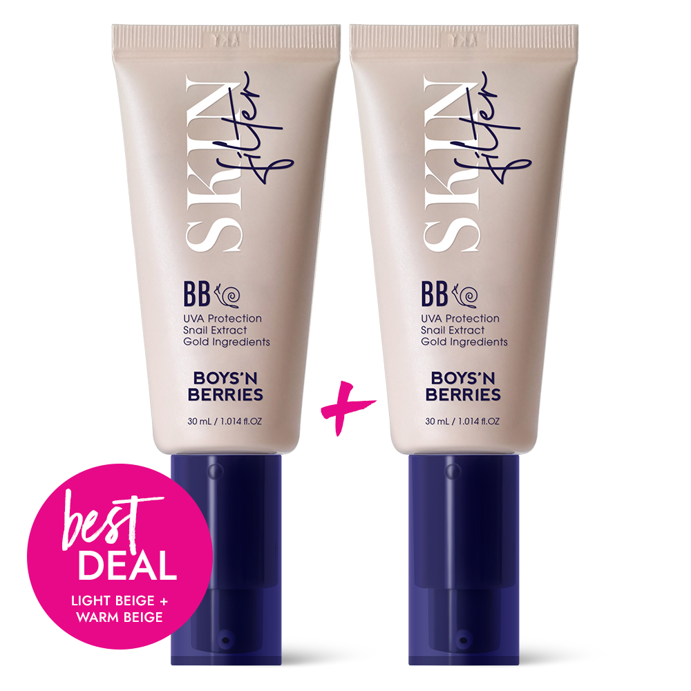 Set BB Cream Cu Extract de Melc & Aur Boys`n Berries Skin Filter SPF50 Light Beige + Warm Beige
