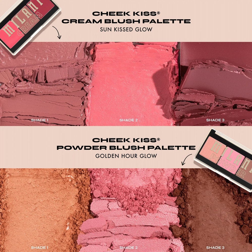 Paleta de Farduri pentru Obraz Milani Cheek Kiss Cream Blush Palette 110 Sun Kissed Glow