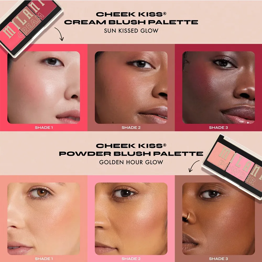 Paleta de Farduri pentru Obraz Milani Cheek Kiss Powder Blush Palette 120 Golden Hour Glow