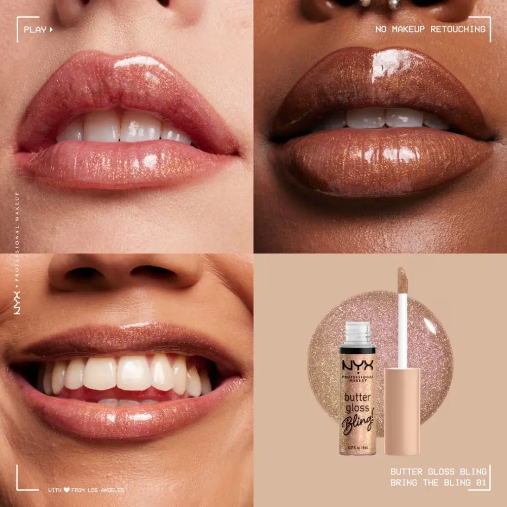Luciu buze NYX Professional Makeup Butter Gloss Bling BRING THE BLING