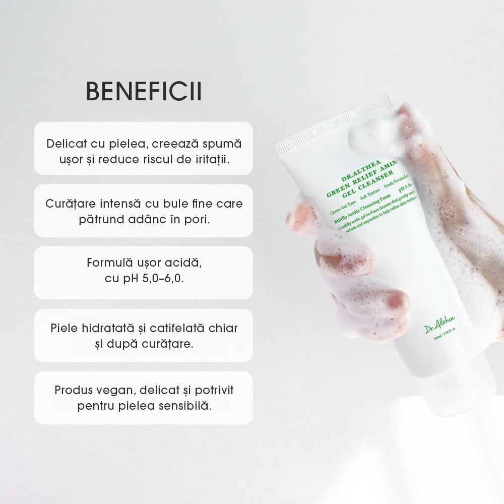 Gel pentru Curatare cu Efect de Hidratare Dr. Althea Green Relief Amino Gel Cleanser