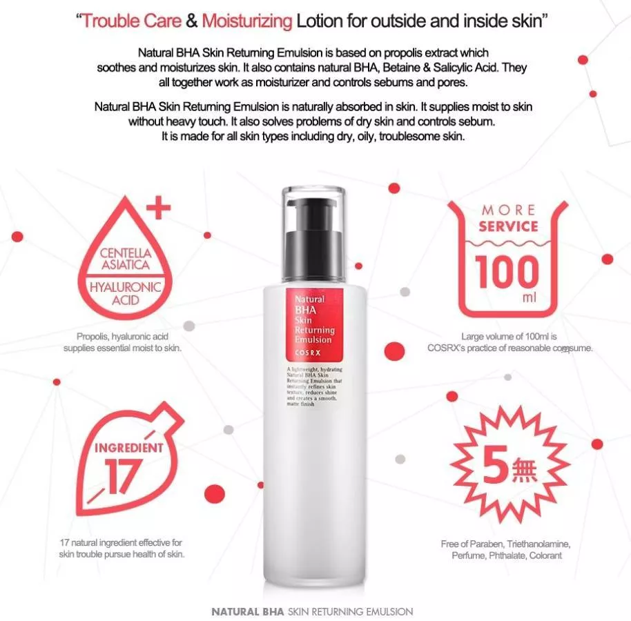 Emulsie fata COSRX Natural BHA Skin Returning Emulsion