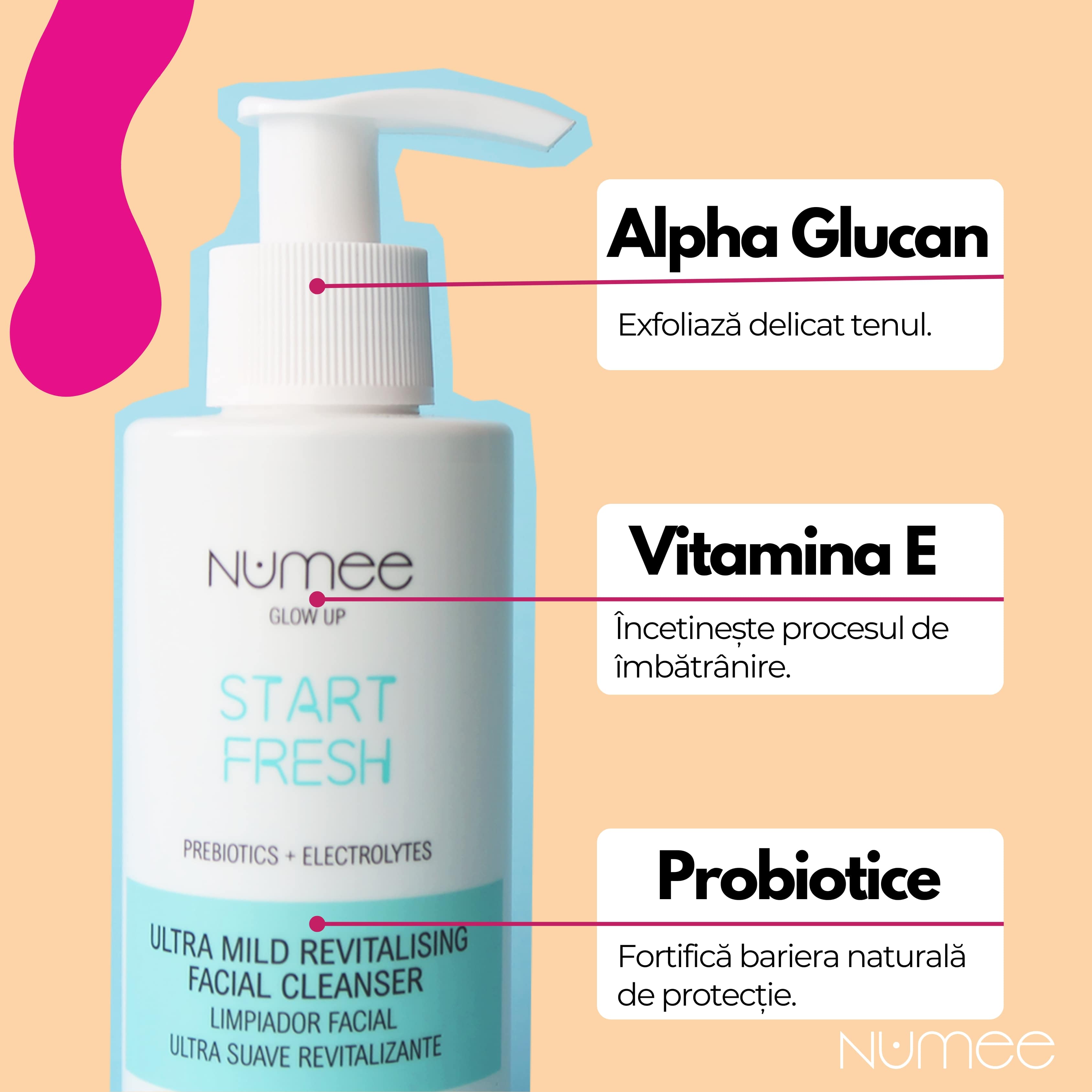 Gel Curatare Numee Glow Up Start Fresh Ultra Mild Revitalising Facial Cleanser