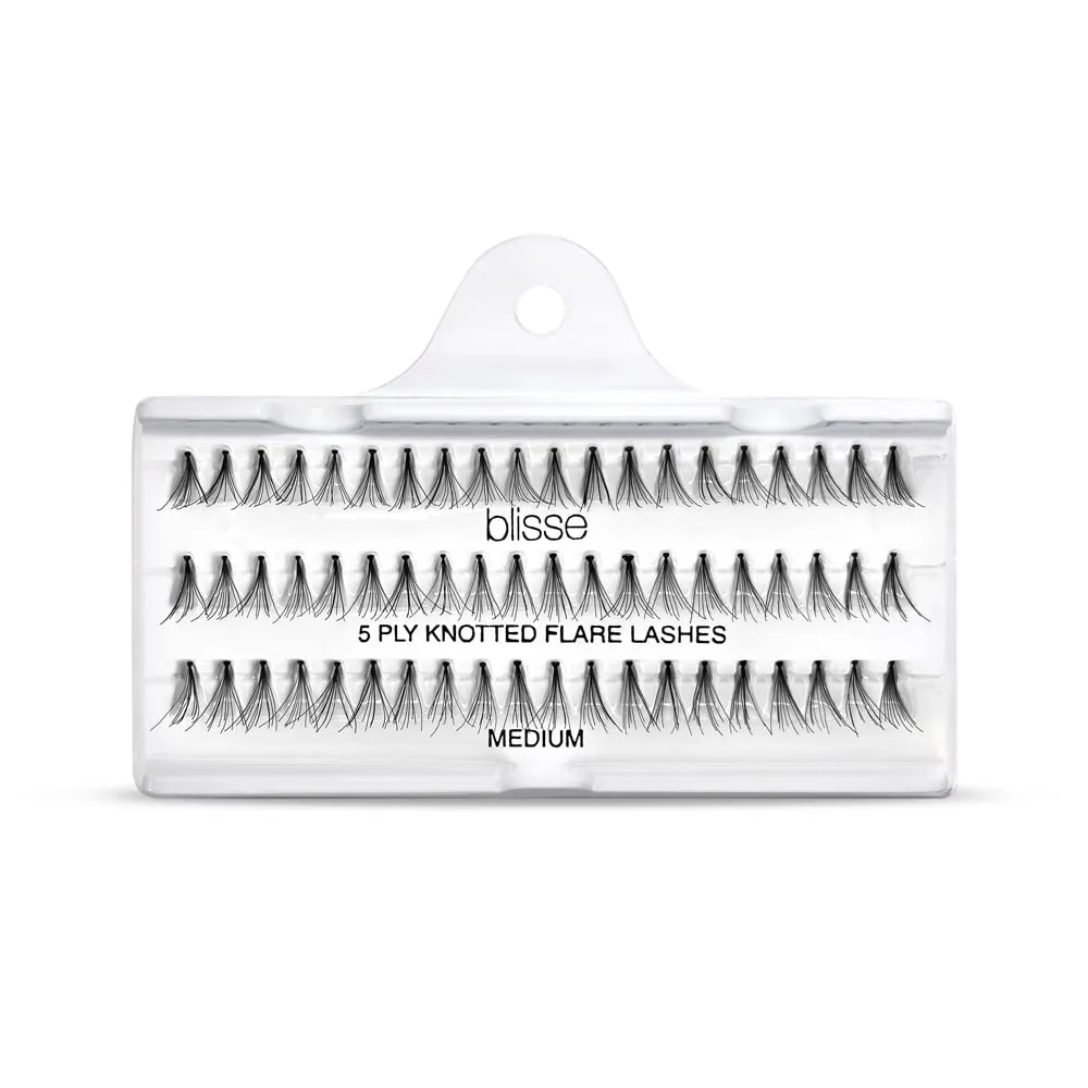  Gene False Individuale cu Nod Lungime Medie Blisse 5 PLY Knotted Flare Lashes