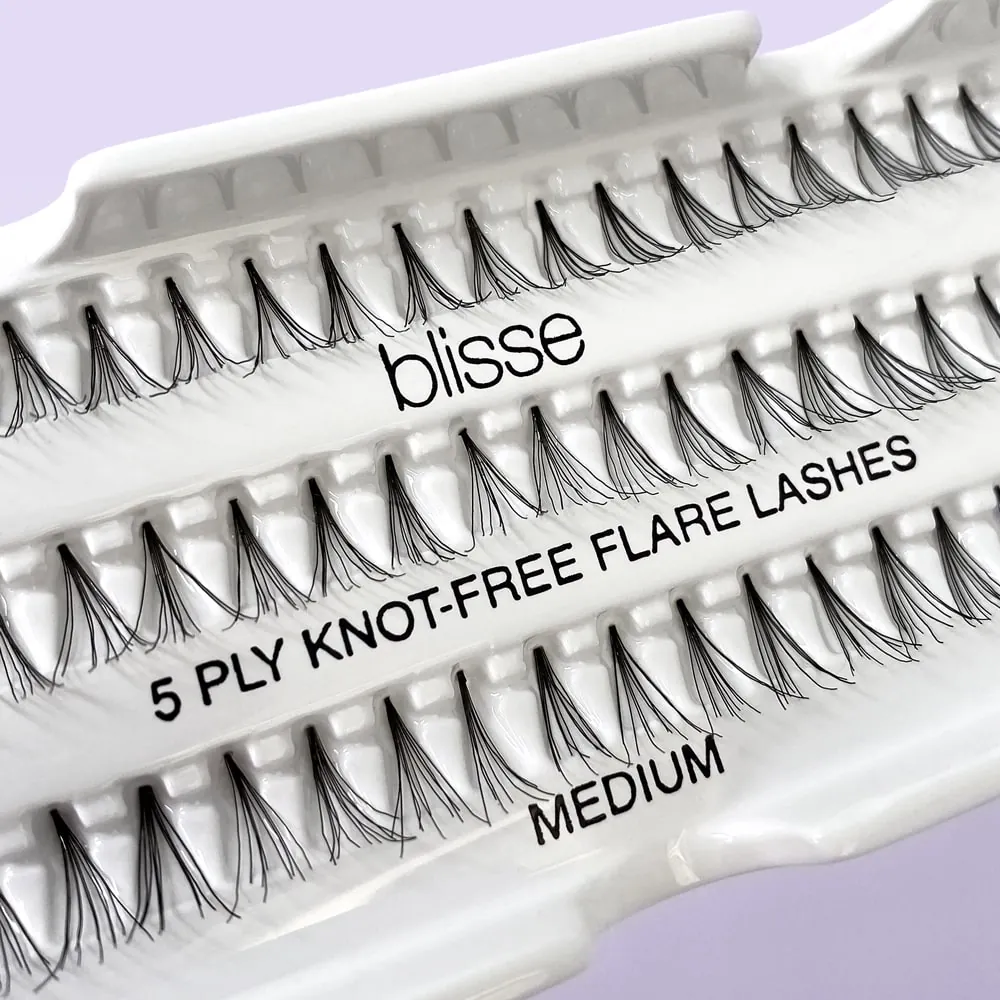 Gene False Individuale fara Nod Lungime Medie Blisse 5 PLY Knott-Free Flare Lashes