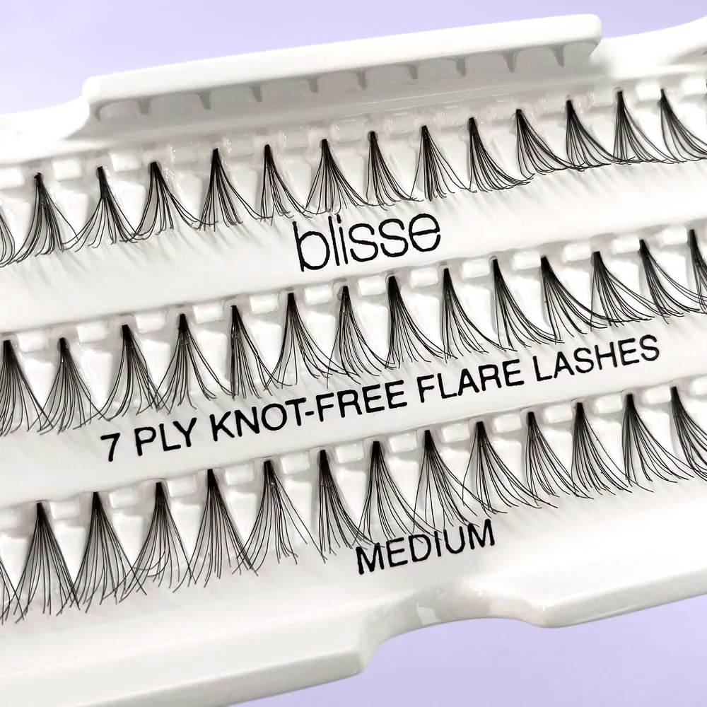 Gene False Individuale fara Nod Lungime Medie Blisse 7 PLY Knott-Free Flare Lashes