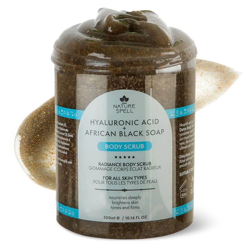 Exfoliant pentru Corp Nature Spell Hyaluronic & Black Soap Body Scrub