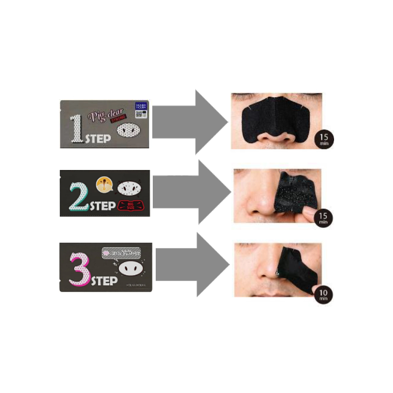 Kit pentru Curatarea Porilor Holika Holika Pig-nose Clear Black Head 3 - step kit - STRONG