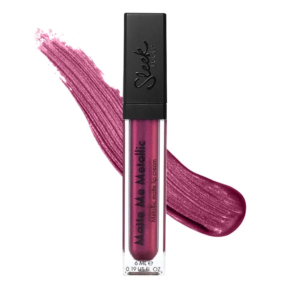 Ruj lichid metalic Sleek MakeUP Matte Me Metallic Platinised Plum Sleek MakeUP