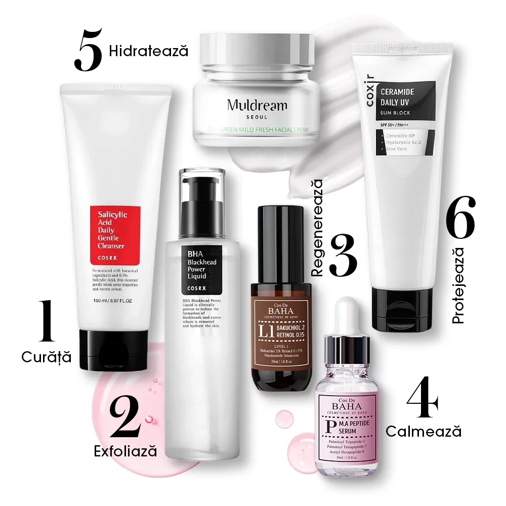 Pachet anti-rid complet theMakeupShop Skin-Cycling Retinol Start Combination / Oily Skin
