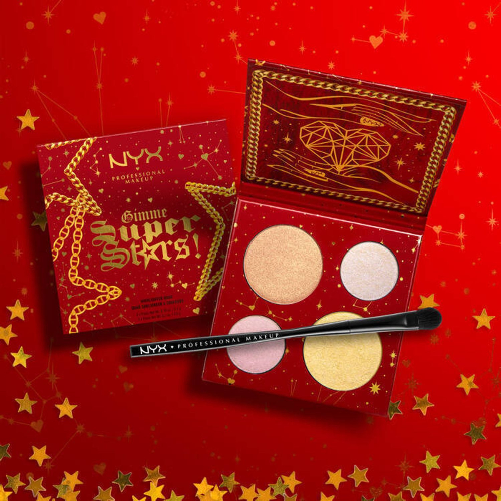 Paleta iluminatoare NYX Professional Makeup Gimme Super Stars! Highlighter Quad Moon Metals