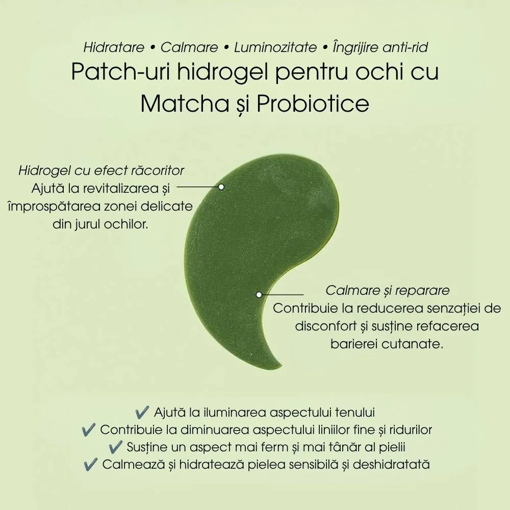 Plasturi hidrogel pentru ochi Heimish Matcha Biome Active Eye Patch