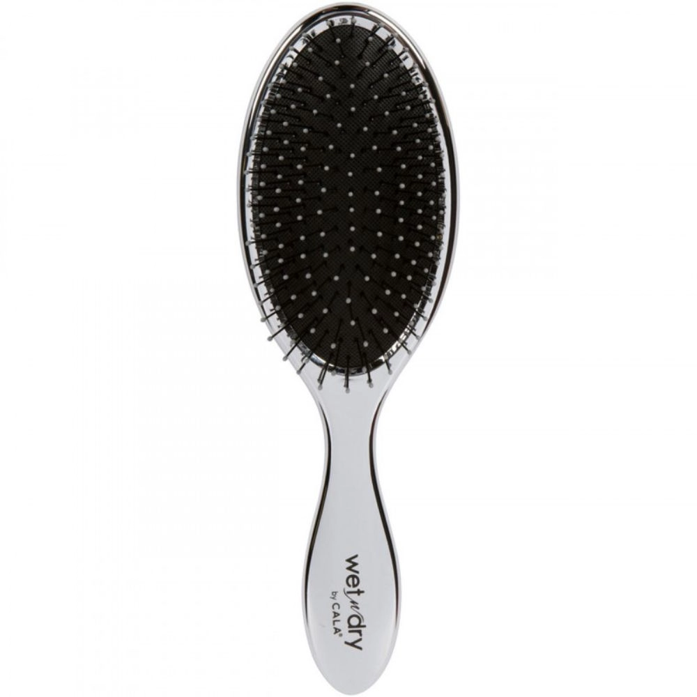 Perie pentru Descalcirea Parului CALA Wet-N-Dry Hair Detangler - Metallic Silver
