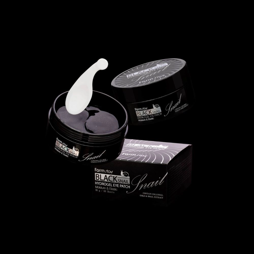 Plasturi Hranitori pentru Zona Ochilor cu Mucina de Melc Negru Farmstay Hydrogel Eye Patch