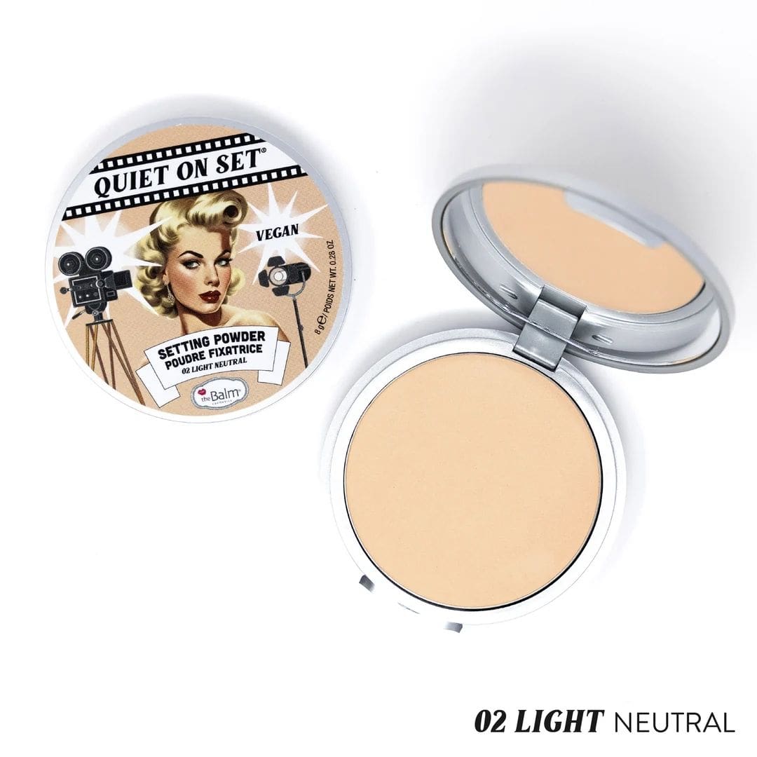 Pudra compacta theBalm Quiet on the Set 02 Light Neutral