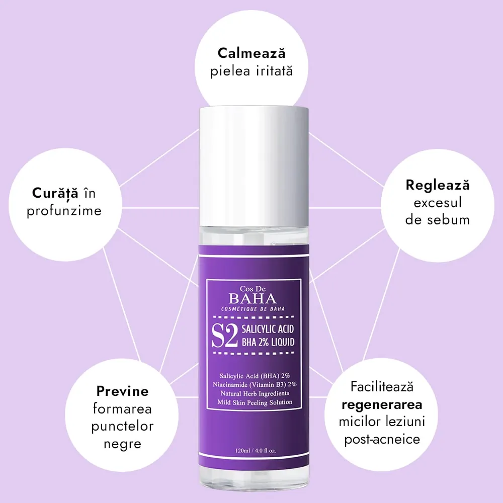 Lotiune Tonica Exfolianta cu Acid Salicilic 2% - Cos DE BAHA Salicylic Acid Liquid