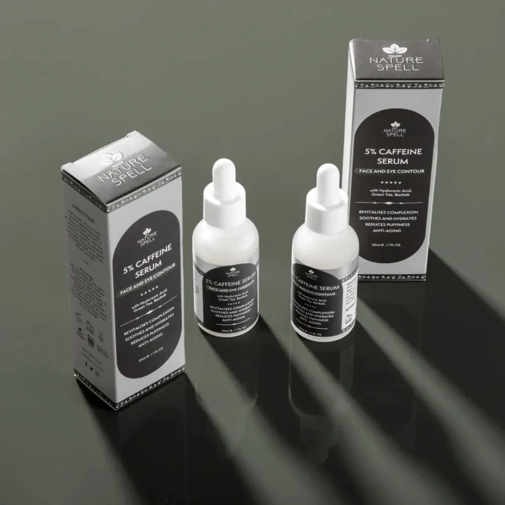 Ser Anti-Age pentru Fata & Conturul Ochilor Nature Spell 5% Caffeine Serum