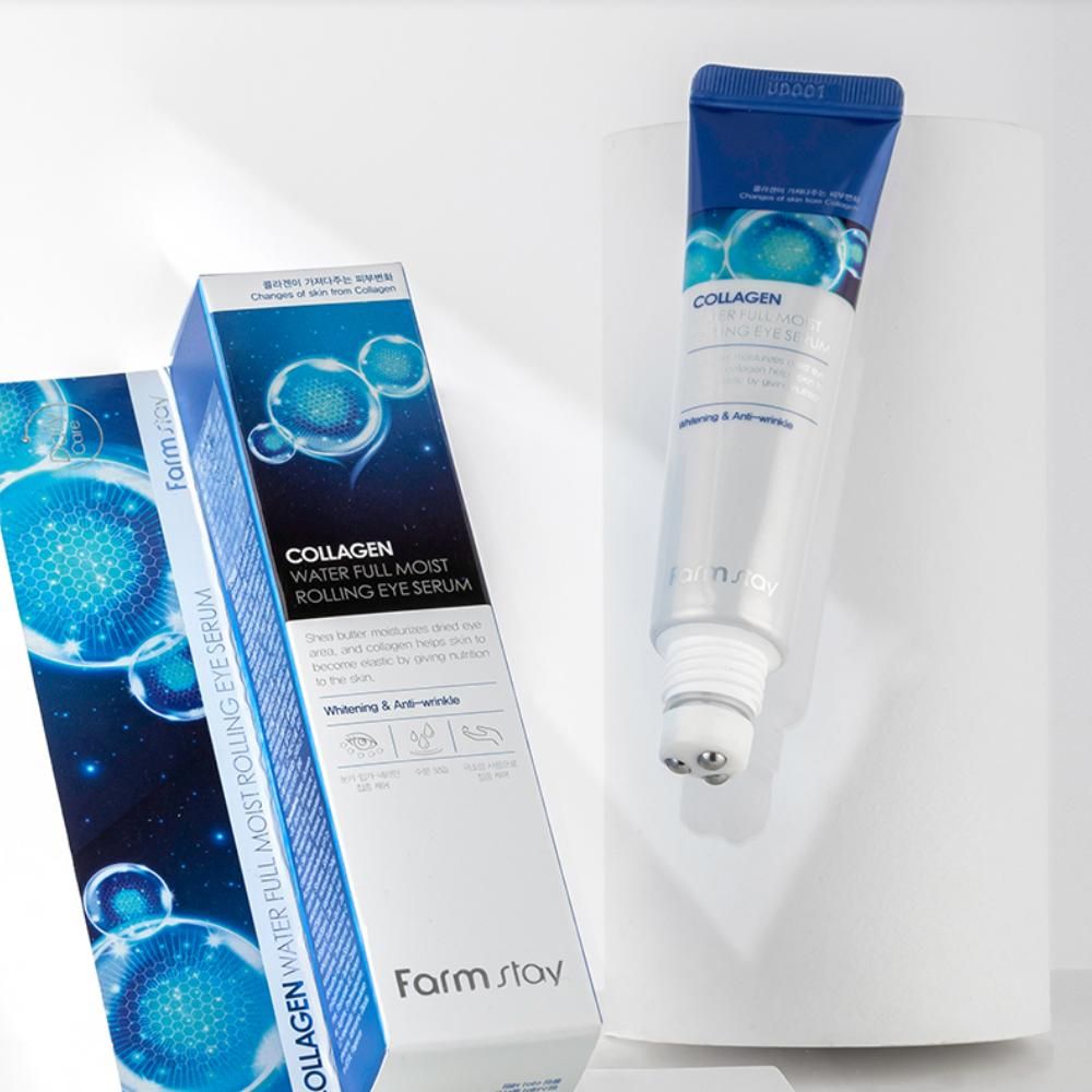 Ser Anti-Rid pentru Zona Ochilor Farmstay Collagen Water Full Moist Rolling Eye Serum