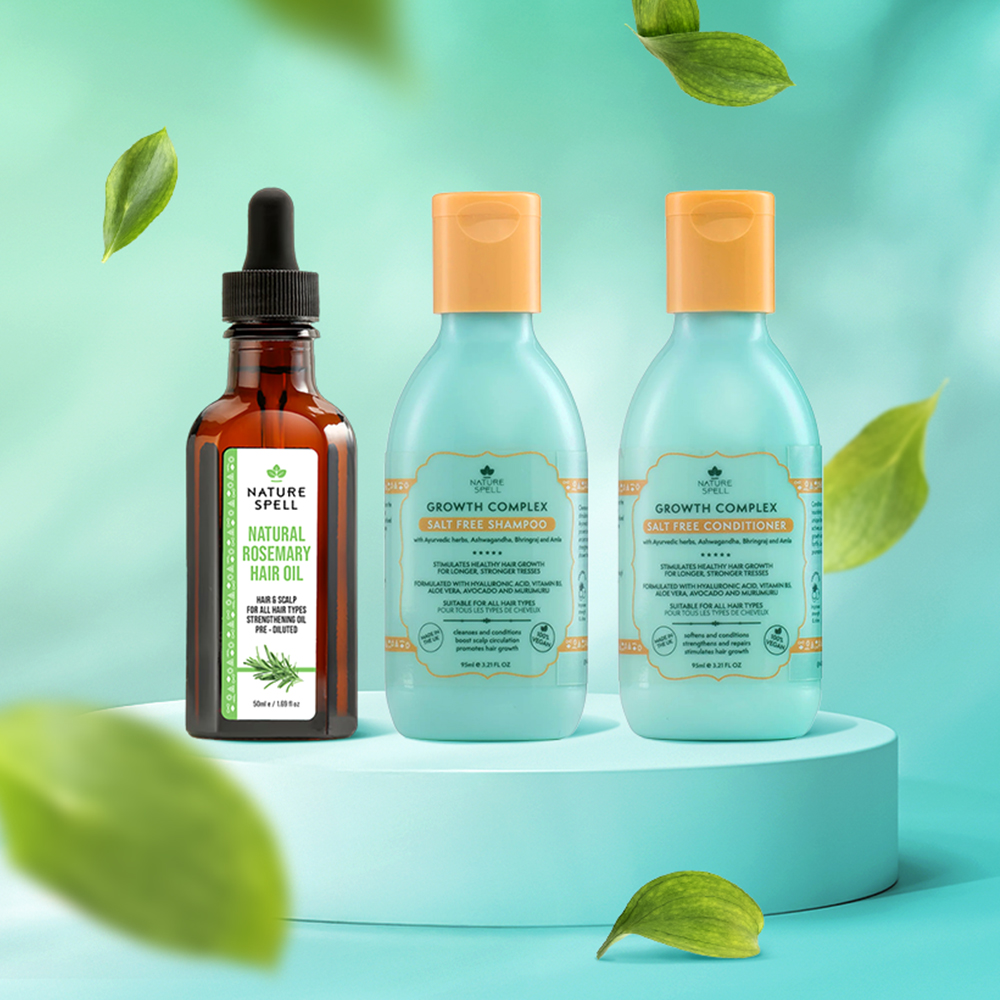 Set calatorie pt cresterea parului cu rozmarin Nature Spell Natural Hair Growth Travel Size