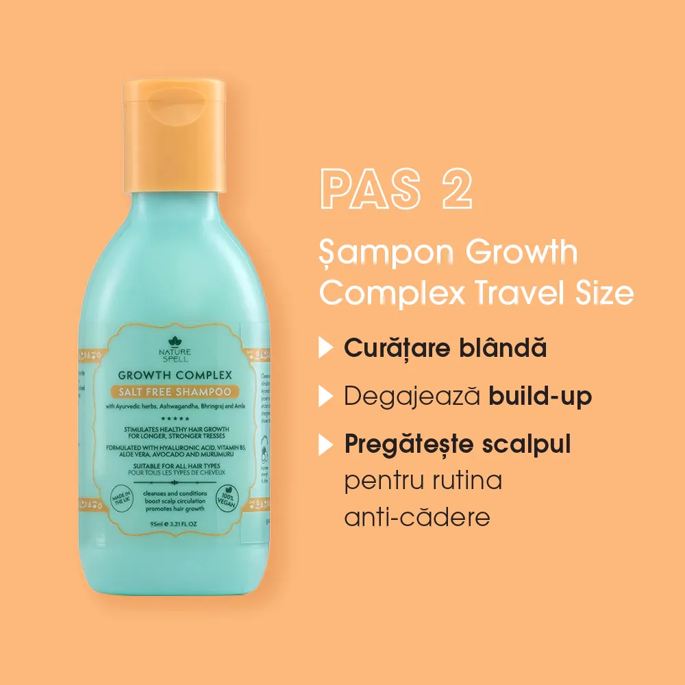 Set calatorie pt cresterea parului cu rozmarin Nature Spell Natural Hair Growth Travel Size
