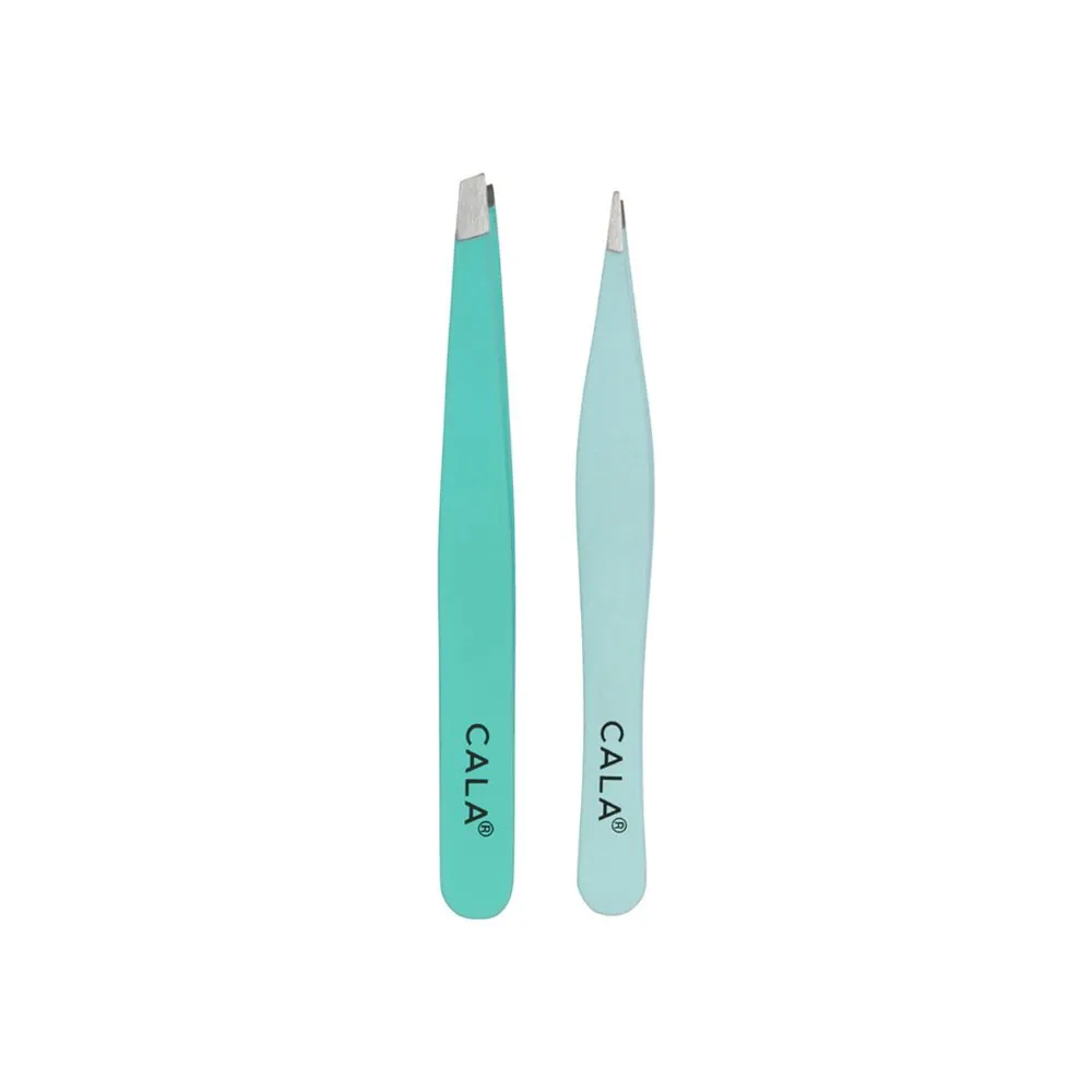 Set Pensete CALA Tweezer Duo Slant + Point - Mint
