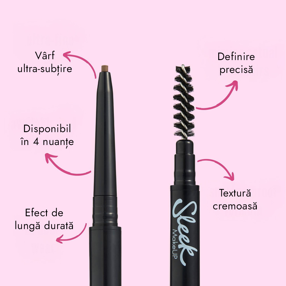 Creion sprancene Sleek MakeUP Micro Fine Brow Pencil Medium Brown