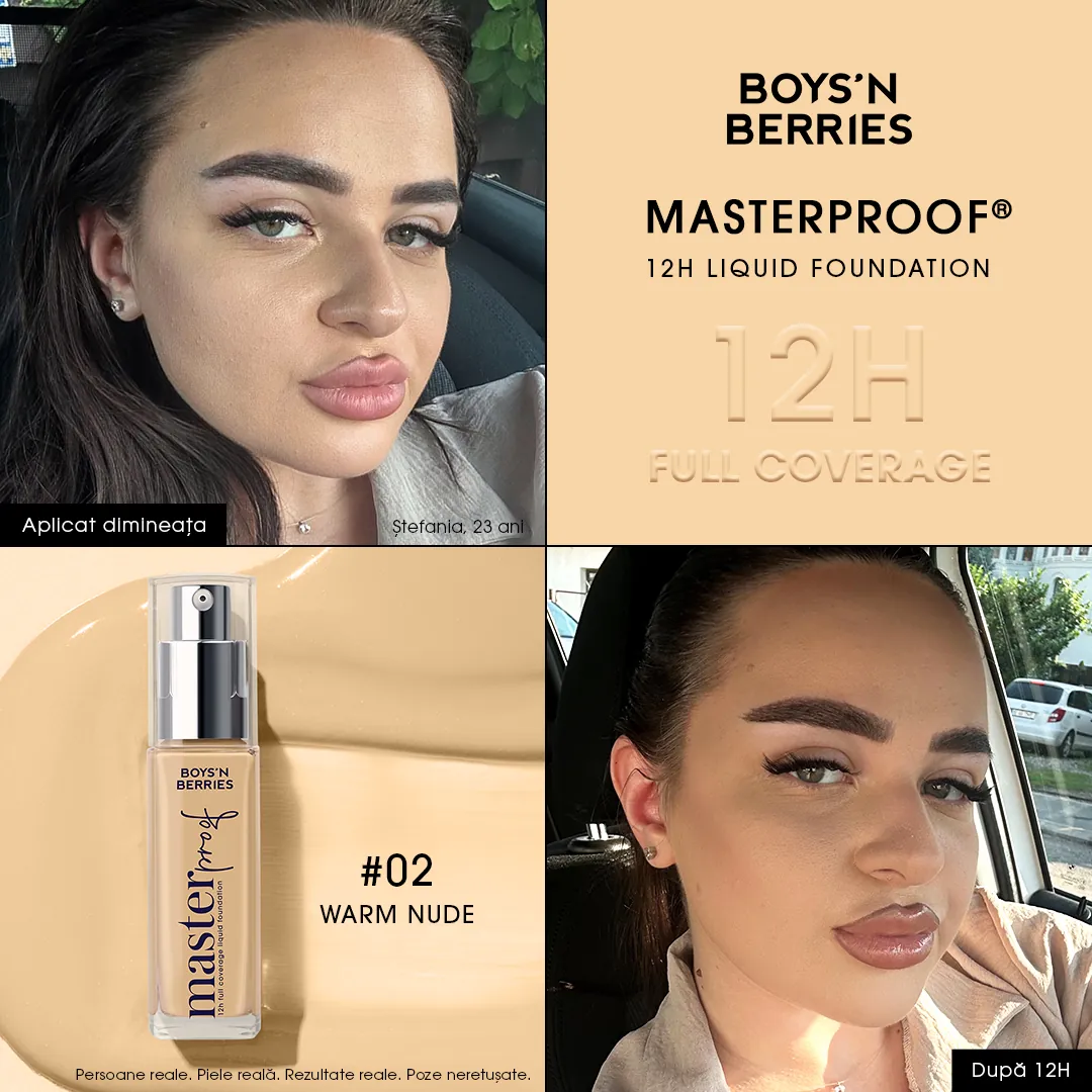 Fond de ten Boys`n Berries MASTERPROOF 12h Liquid Foundation Warm Nude