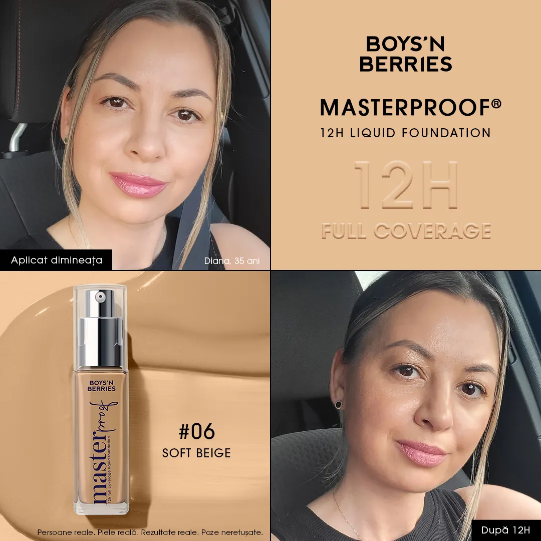 Fond de ten Boys`n Berries MASTERPROOF 12h Liquid Foundation Soft Beige
