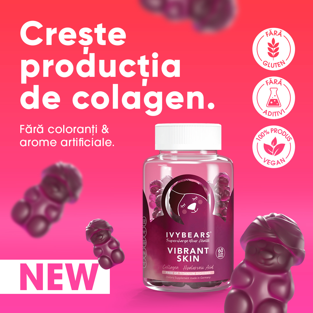 Supliment cu Acid Hialuronic & Colagen pentru Piele IVY BEARS Vibrant Skin