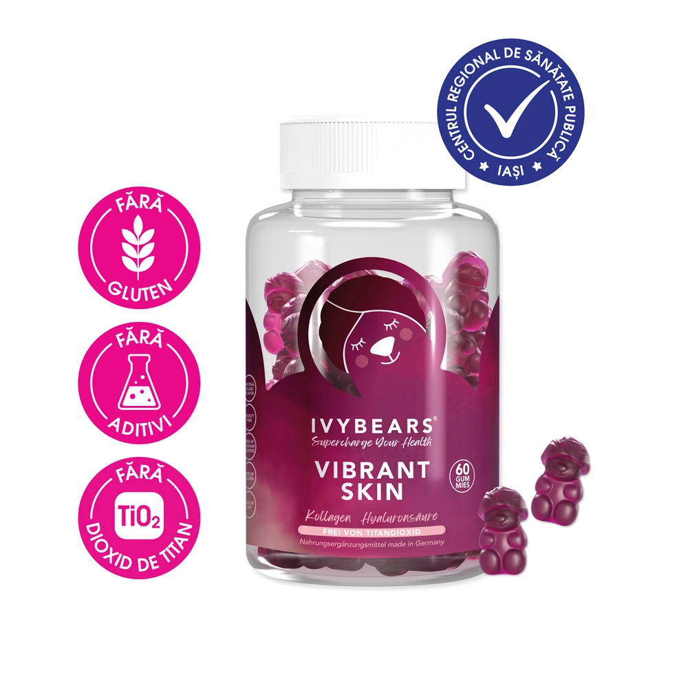 Supliment cu Acid Hialuronic & Colagen pentru Piele IVY BEARS Vibrant Skin