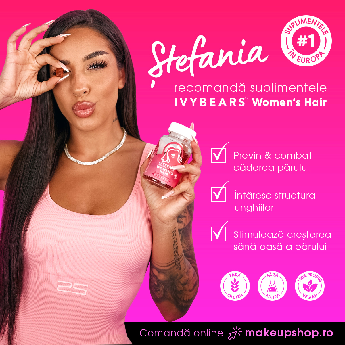 Supliment cu Vitamina C & Zinc pentru Par Sanatos IVY BEARS Women`s Hair