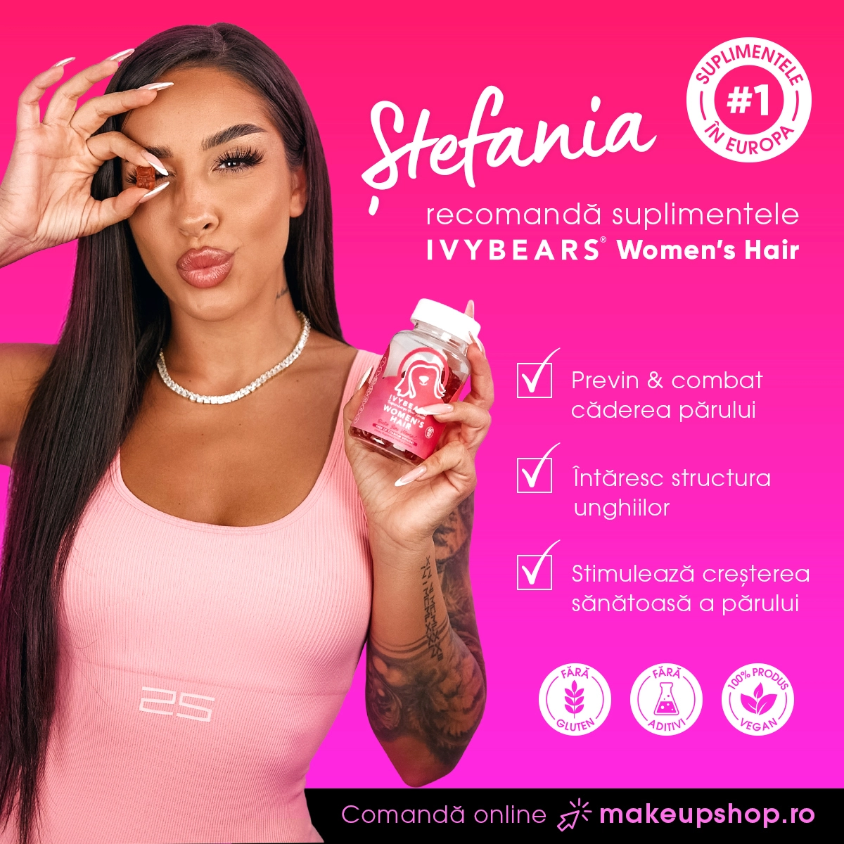Supliment cu Vitamina C & Zinc pentru Par Sanatos IVY BEARS Women`s Hair