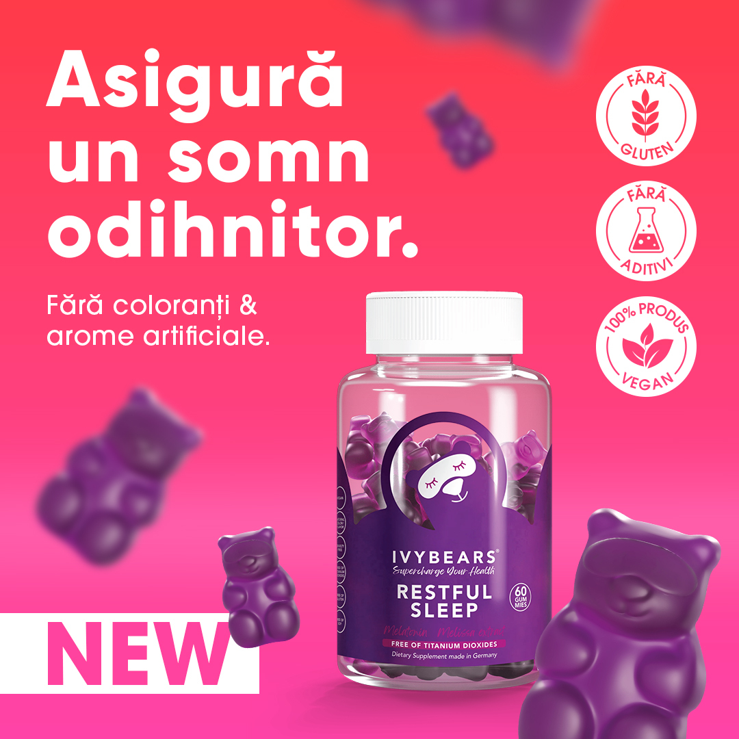 Supliment Natural cu Melatonina pentru Somn Linistit IVY BEARS Restful Sleep